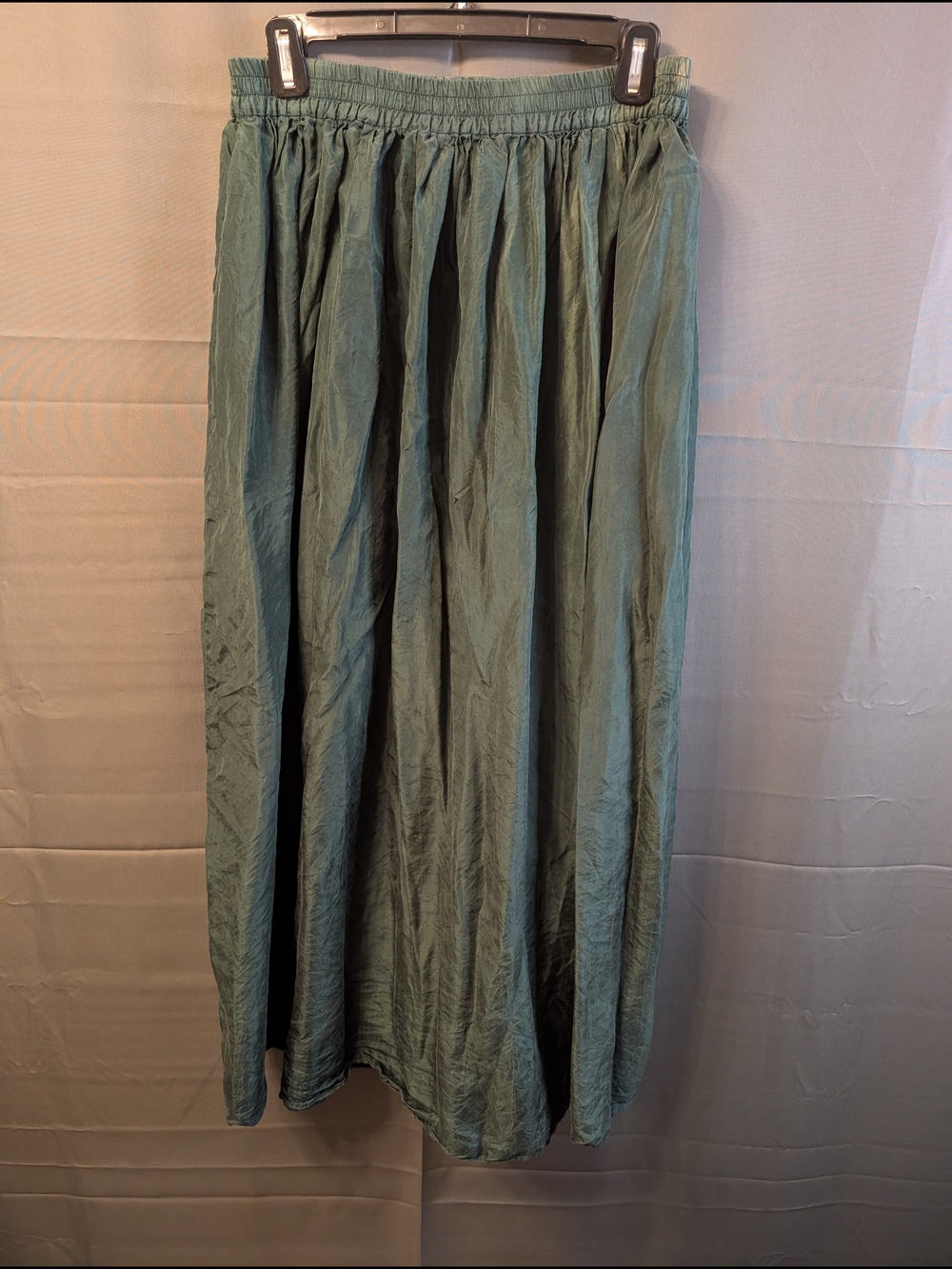 Vintage Cambridge Dry Goods 100% Silk Crinkle Maxi Skirt Green M